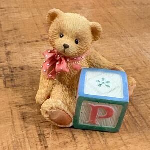 1995 Priscilla Hillman ENESCO vintaga Cherished Teddies Teddy with block